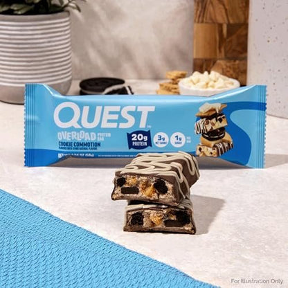 Quest Nutrition Overload Protein Riegel, Cookie Commotion, 20g Protein, 1g Zucker, 3g Netto-Kohlenhydrate, Glutenfrei, 12er Pack