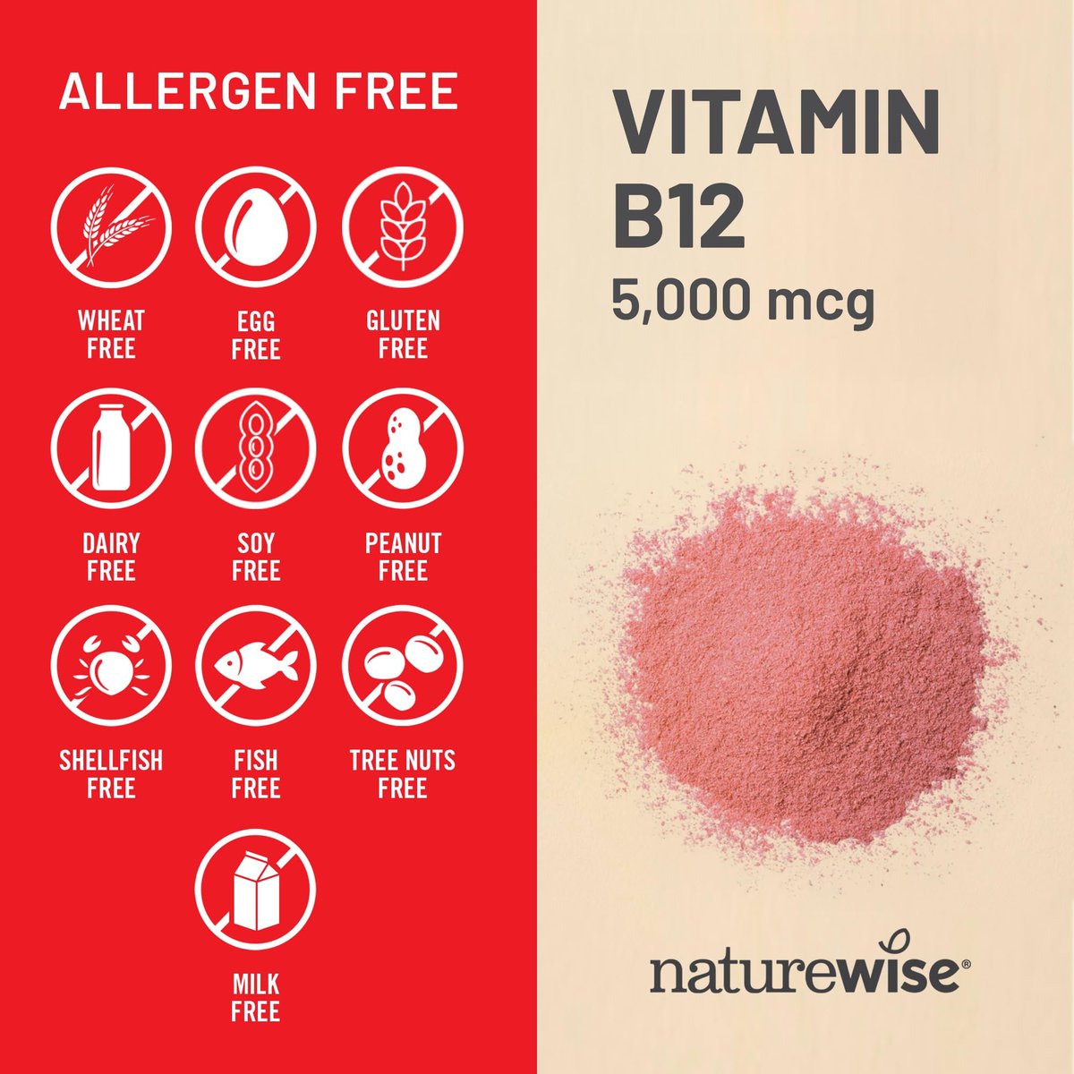 NatureWise Vitamin B12 5000 mcg – Extra Stärke – Nahrungsergänzung für Energie, geistige Klarheit und Nervensystem – leicht zu schlucken, soja- und glutenfrei, nicht-GVO – 60 Softgels