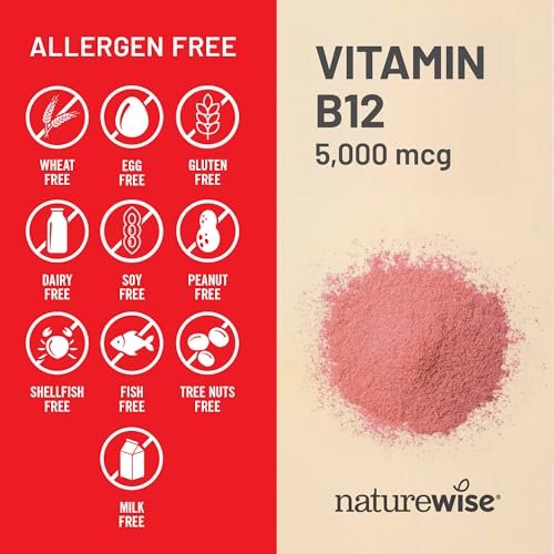 NatureWise Vitamin B12 5000 mcg – Extra Stärke – Nahrungsergänzung für Energie, geistige Klarheit und Nervensystem – leicht zu schlucken, soja- und glutenfrei, nicht-GVO – 60 Softgels