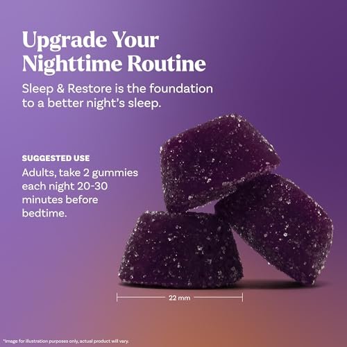 Natrol Sleep & Restore Magnesium Glycinat-Gummies – Melatoninfreies Schlafmittel für Erwachsene, Kirschgeschmack, 60 Stück (30 Tage Vorrat)