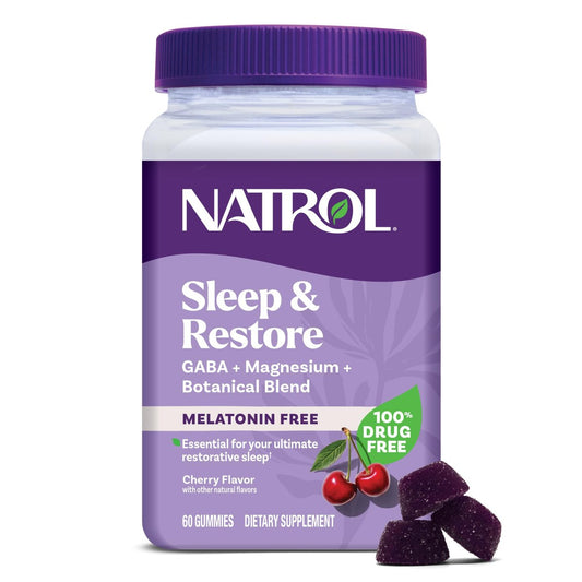 Natrol Sleep & Restore Magnesium Glycinat-Gummies – Melatoninfreies Schlafmittel für Erwachsene, Kirschgeschmack, 60 Stück (30 Tage Vorrat)