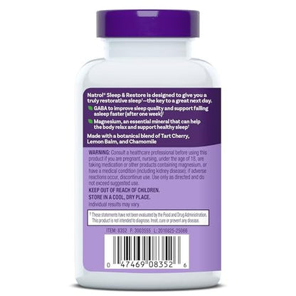Natrol Sleep & Restore Magnesium Glycinat-Gummies – Melatoninfreies Schlafmittel für Erwachsene, Kirschgeschmack, 60 Stück (30 Tage Vorrat)