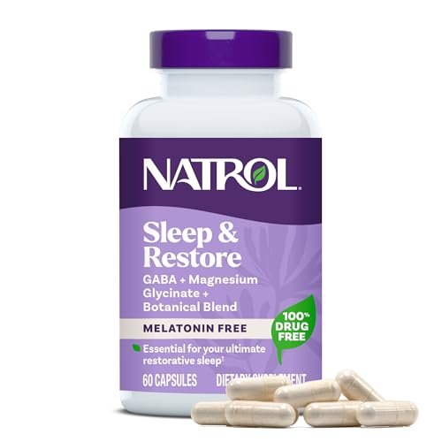 Natrol Sleep & Restore Kapseln mit Magnesiumglycinat 100 mg, GABA – Für erholsamen Schlaf, Melatoninfrei, 30-Tage-Vorrat