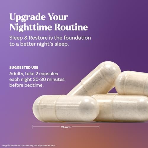 Natrol Sleep & Restore Kapseln mit Magnesiumglycinat 100 mg, GABA – Für erholsamen Schlaf, Melatoninfrei, 30-Tage-Vorrat