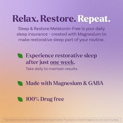 Natrol Sleep & Restore Kapseln mit Magnesiumglycinat 100 mg, GABA – Für erholsamen Schlaf, Melatoninfrei, 30-Tage-Vorrat