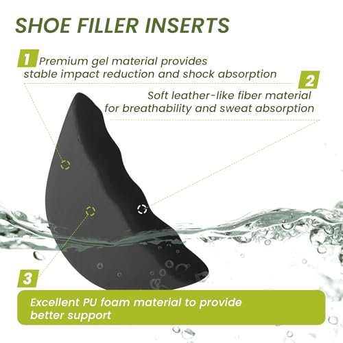 Bukihome Schuhfüller Einlage - 4 Paar Schuhfüller für zu große Schuhe, Fersenpolster für Damen, Zeheneinlagen, Größenreduzierer für passende Schuhe, Schwarz, S