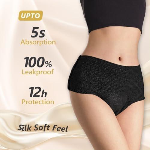 MOLLIS Einweg-Periode-Unterwäsche für Frauen, Wochenbett-Höschen, Inkontinenz-Pantys für starke Blutung, auslaufsicher, unparfümiert, Schwarz, XXLarge, 8 Stück
