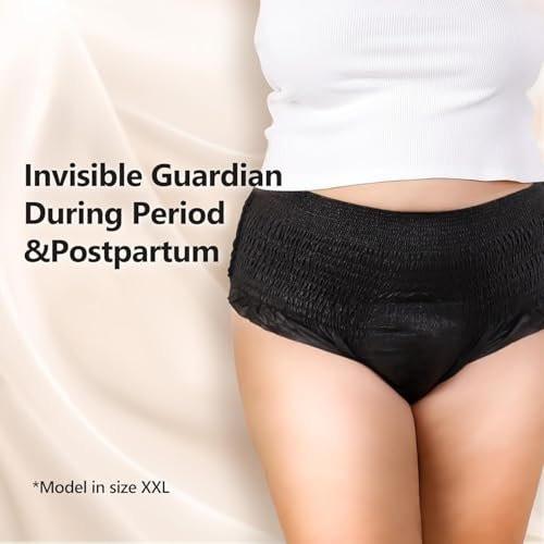 MOLLIS Einweg-Periode-Unterwäsche für Frauen, Postpartale Höschen, Schwangerschafts-Slips, auslaufsicher, schwarz, L/XL, 8 Stück