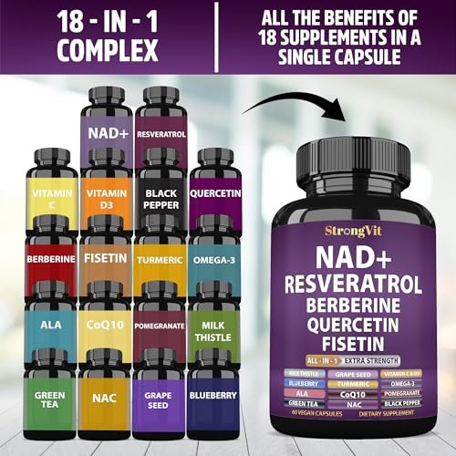 NAD Resveratrol Supplement für Frauen & Männer – Unterstützt Zellgesundheit, Energie & gesundes Altern – Fortschrittliche Formel, Drittanbieter-Labortests in den USA (60 Kapseln)