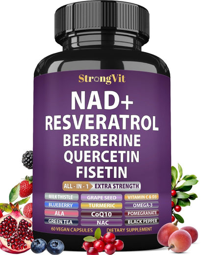 NAD Resveratrol Supplement für Frauen & Männer – Unterstützt Zellgesundheit, Energie & gesundes Altern – Fortschrittliche Formel, Drittanbieter-Labortests in den USA (60 Kapseln)