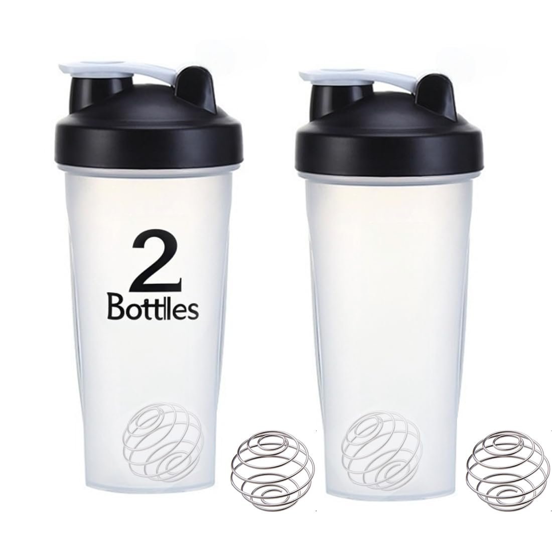 otylzto 2er-Pack 28 oz Shaker-Flaschen für Proteinshakes mit Edelstahl-Schneeball, Shaker-Becher, Proteinflasche, Proteinshake-Flaschen