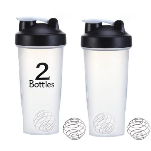 otylzto 2er-Pack 28 oz Shaker-Flaschen für Proteinshakes mit Edelstahl-Schneeball, Shaker-Becher, Proteinflasche, Proteinshake-Flaschen