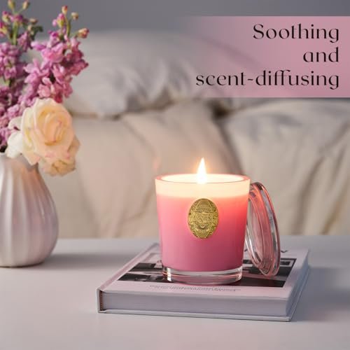M&SENSE Peony Blush Duftkerze | 9,2 oz Sojawachs-Kerze, ungiftig, Aromatherapie für Stressabbau & Home Spa