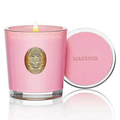 M&SENSE Peony Blush Duftkerze | 9,2 oz Sojawachs-Kerze, ungiftig, Aromatherapie für Stressabbau & Home Spa