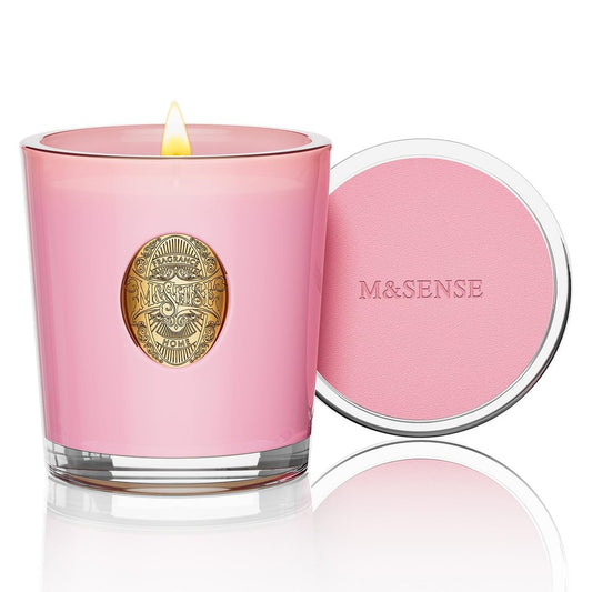M&SENSE Peony Blush Duftkerze | 9,2 oz Sojawachs-Kerze, ungiftig, Aromatherapie für Stressabbau & Home Spa