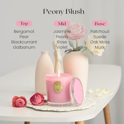 M&SENSE Peony Blush Duftkerze | 9,2 oz Sojawachs-Kerze, ungiftig, Aromatherapie für Stressabbau & Home Spa