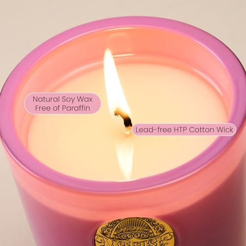 M&SENSE Peony Blush Duftkerze | 9,2 oz Sojawachs-Kerze, ungiftig, Aromatherapie für Stressabbau & Home Spa