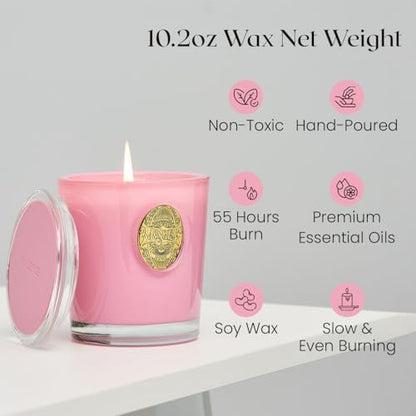 M&SENSE Peony Blush Duftkerze | 9,2 oz Sojawachs-Kerze, ungiftig, Aromatherapie für Stressabbau & Home Spa