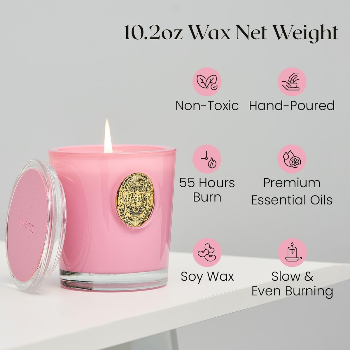 M&SENSE Peony Blush Duftkerze | 9,2 oz Sojawachs-Kerze, ungiftig, Aromatherapie für Stressabbau & Home Spa