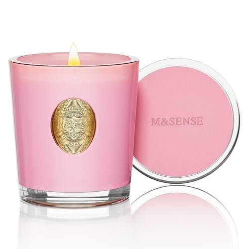 M&SENSE Peony Blush Duftkerze | 9,2 oz Sojawachs-Kerze, ungiftig, Aromatherapie für Stressabbau & Home Spa