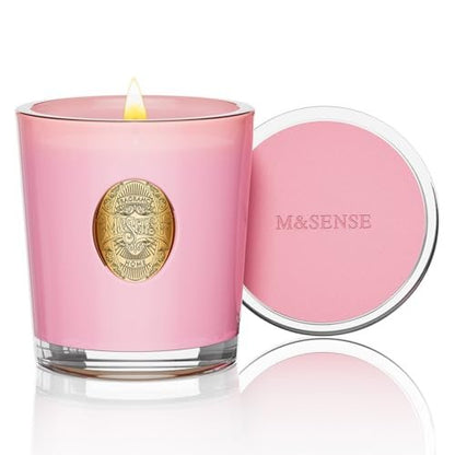 M&SENSE Peony Blush Duftkerze | 9,2 oz Sojawachs-Kerze, ungiftig, Aromatherapie für Stressabbau & Home Spa
