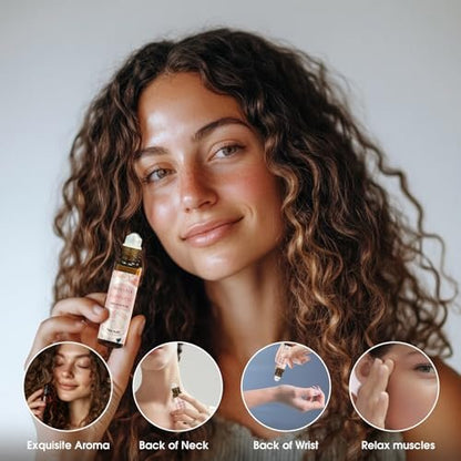 Wecona Aromatherapie Ätherische Öle Roll-On Set – 6x10ml Duftmischungen mit Rollerflaschen, Tragbare Ätherische Öle für Diffuser zu Hause, Entspannungsgeschenk für Frauen & Männer