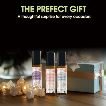 Wecona Aromatherapie Ätherische Öle Roll-On Set – 6x10ml Duftmischungen mit Rollerflaschen, Tragbare Ätherische Öle für Diffuser zu Hause, Entspannungsgeschenk für Frauen & Männer