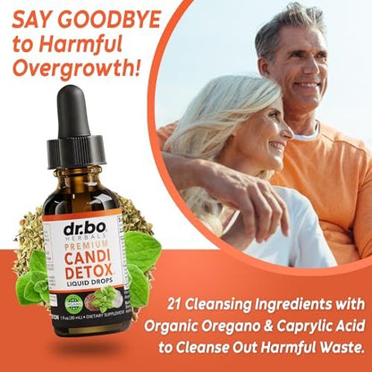 Candida Cleanse Detox für Frauen & Männer - Organische Oregano-Öl-Tropfen, Caprylsäure, Schwarznuss, Wermut - Natürliches Anti-Überwucherungs-Gleichgewichts-Komplex-Supplement