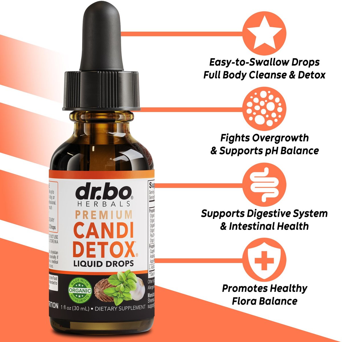 Candida Cleanse Detox für Frauen & Männer - Organische Oregano-Öl-Tropfen, Caprylsäure, Schwarznuss, Wermut - Natürliches Anti-Überwucherungs-Gleichgewichts-Komplex-Supplement