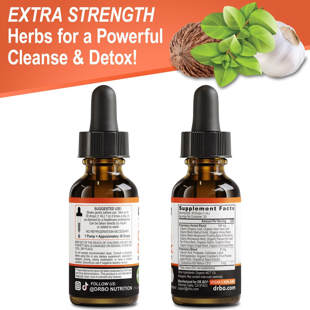 Candida Cleanse Detox für Frauen & Männer - Organische Oregano-Öl-Tropfen, Caprylsäure, Schwarznuss, Wermut - Natürliches Anti-Überwucherungs-Gleichgewichts-Komplex-Supplement
