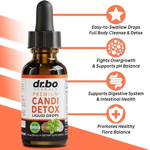Candida Cleanse Detox für Frauen & Männer - Organische Oregano-Öl-Tropfen, Caprylsäure, Schwarznuss, Wermut - Natürliches Anti-Überwucherungs-Gleichgewichts-Komplex-Supplement