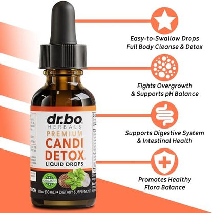 Candida Cleanse Detox für Frauen & Männer - Organische Oregano-Öl-Tropfen, Caprylsäure, Schwarznuss, Wermut - Natürliches Anti-Überwucherungs-Gleichgewichts-Komplex-Supplement