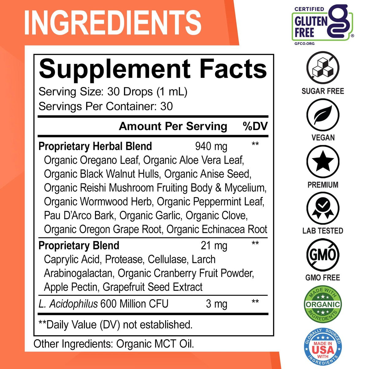 Candida Cleanse Detox für Frauen & Männer - Organische Oregano-Öl-Tropfen, Caprylsäure, Schwarznuss, Wermut - Natürliches Anti-Überwucherungs-Gleichgewichts-Komplex-Supplement