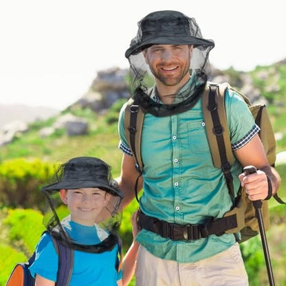 gumkeg Premium Kinder Moskitonetz für Insekten, 2er-Pack, Fliegen- & Insektenschutz | Extra groß & lang, extra feine Löcher für Camping, Wandern, Angeln, Safari, passt auf alle Hüte für 5-12 Jahre Kinder