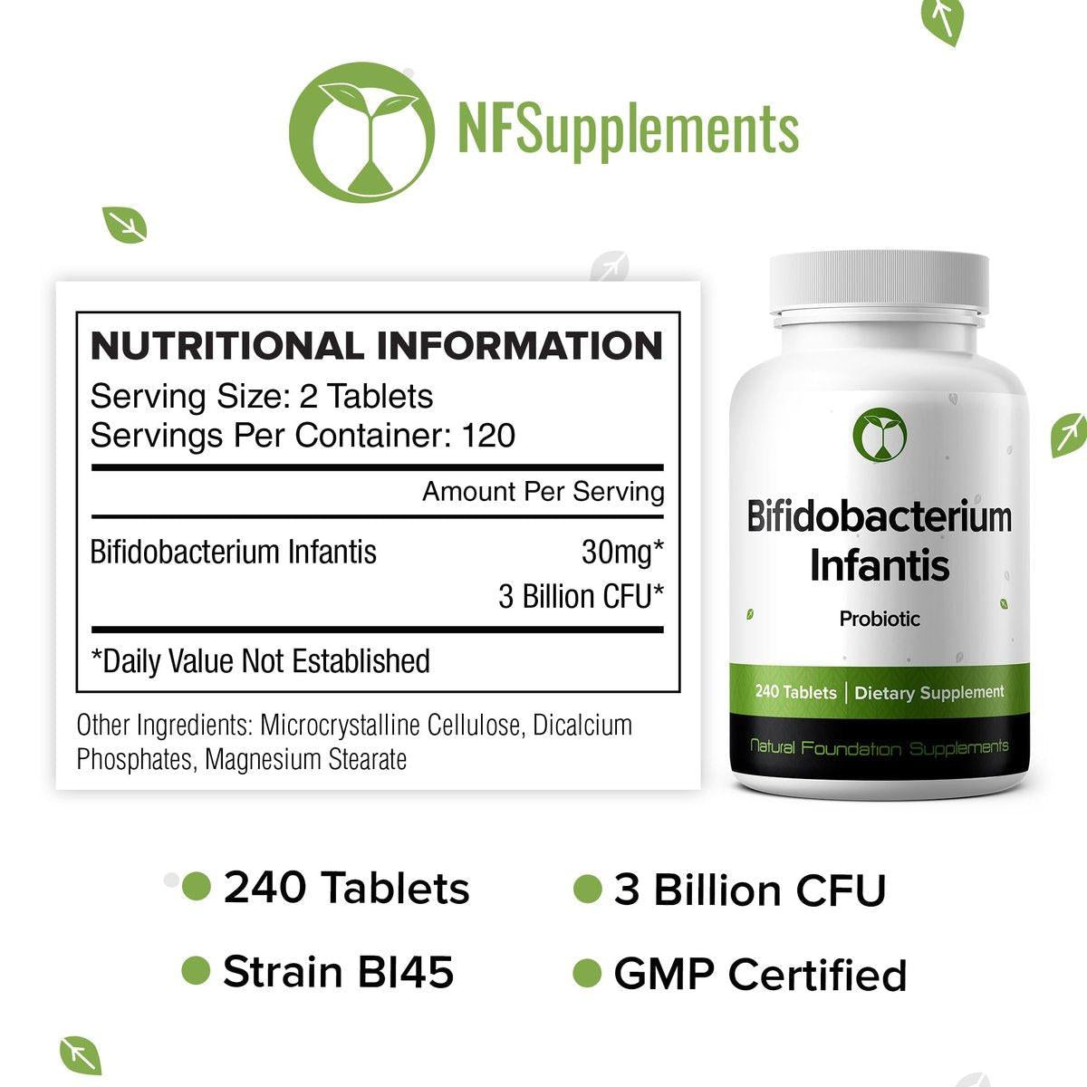 Bifidobacterium Infantis Probiotikum 240 Tabletten (4-Monats-Vorrat) – Forschungsstamm BI45 – 3 Milliarden KBE – Unterstützung der Darmbarriere & Verdauungsgesundheit – GMP-zertifiziert