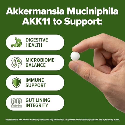 Akkermansia Muciniphila Probiotikum 240 Tabletten (4 Monate Vorrat) – 100 Millionen AFU des erforschten Stamms AKK11 – Unterstützt Verdauungsgesundheit & Darmschleimhaut – GMP-zertifiziert