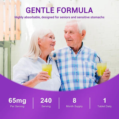 Heivy Eisenpräparat mit Ferrosulfat 325 mg und Vitamin C, 240 vegane Tabletten (8 Monate Vorrat) – 65 mg elementares Eisen, nicht gentechnisch verändert, vegan, hoch absorbierbar
