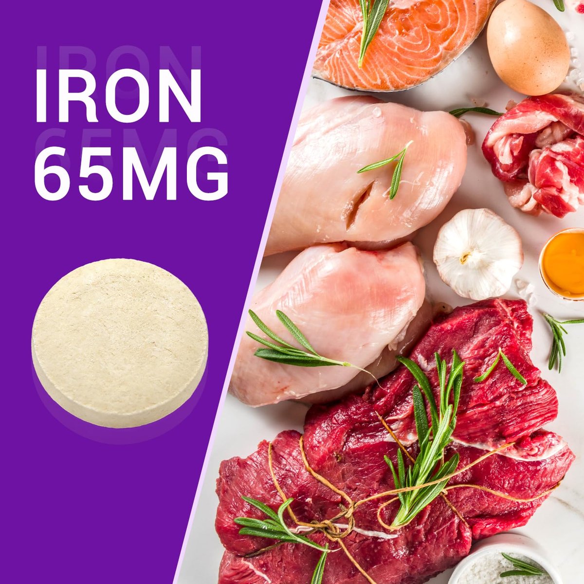 Heivy Eisenpräparat mit Ferrosulfat 325 mg und Vitamin C, 240 vegane Tabletten (8 Monate Vorrat) – 65 mg elementares Eisen, nicht gentechnisch verändert, vegan, hoch absorbierbar