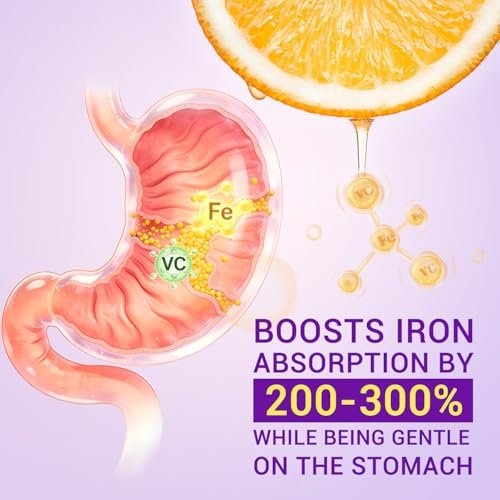 Heivy Eisenpräparat mit Ferrosulfat 325 mg und Vitamin C, 240 vegane Tabletten (8 Monate Vorrat) – 65 mg elementares Eisen, nicht gentechnisch verändert, vegan, hoch absorbierbar