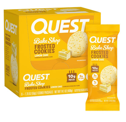 Quest Nutrition Frosted Protein Cookies Twin Pack, Lemon Cake, 1g Zucker, 10g Protein, 2g Netto-Kohlenhydrate, Glutenfrei, 16 Kekse