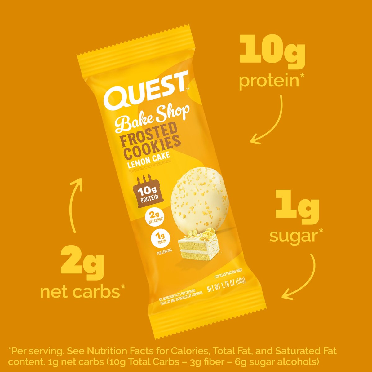 Quest Nutrition Frosted Protein Cookies Twin Pack, Lemon Cake, 1g Zucker, 10g Protein, 2g Netto-Kohlenhydrate, Glutenfrei, 16 Kekse