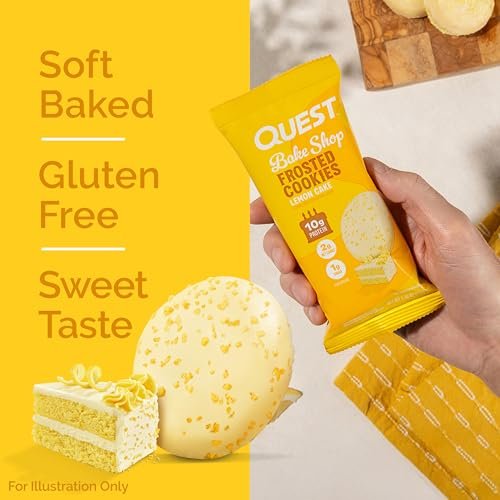 Quest Nutrition Frosted Protein Cookies Twin Pack, Lemon Cake, 1g Zucker, 10g Protein, 2g Netto-Kohlenhydrate, Glutenfrei, 16 Kekse