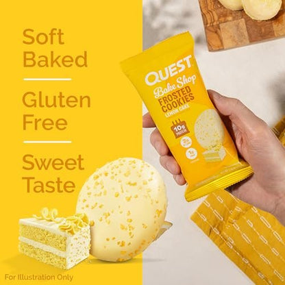 Quest Nutrition Frosted Protein Cookies Twin Pack, Lemon Cake, 1g Zucker, 10g Protein, 2g Netto-Kohlenhydrate, Glutenfrei, 16 Kekse