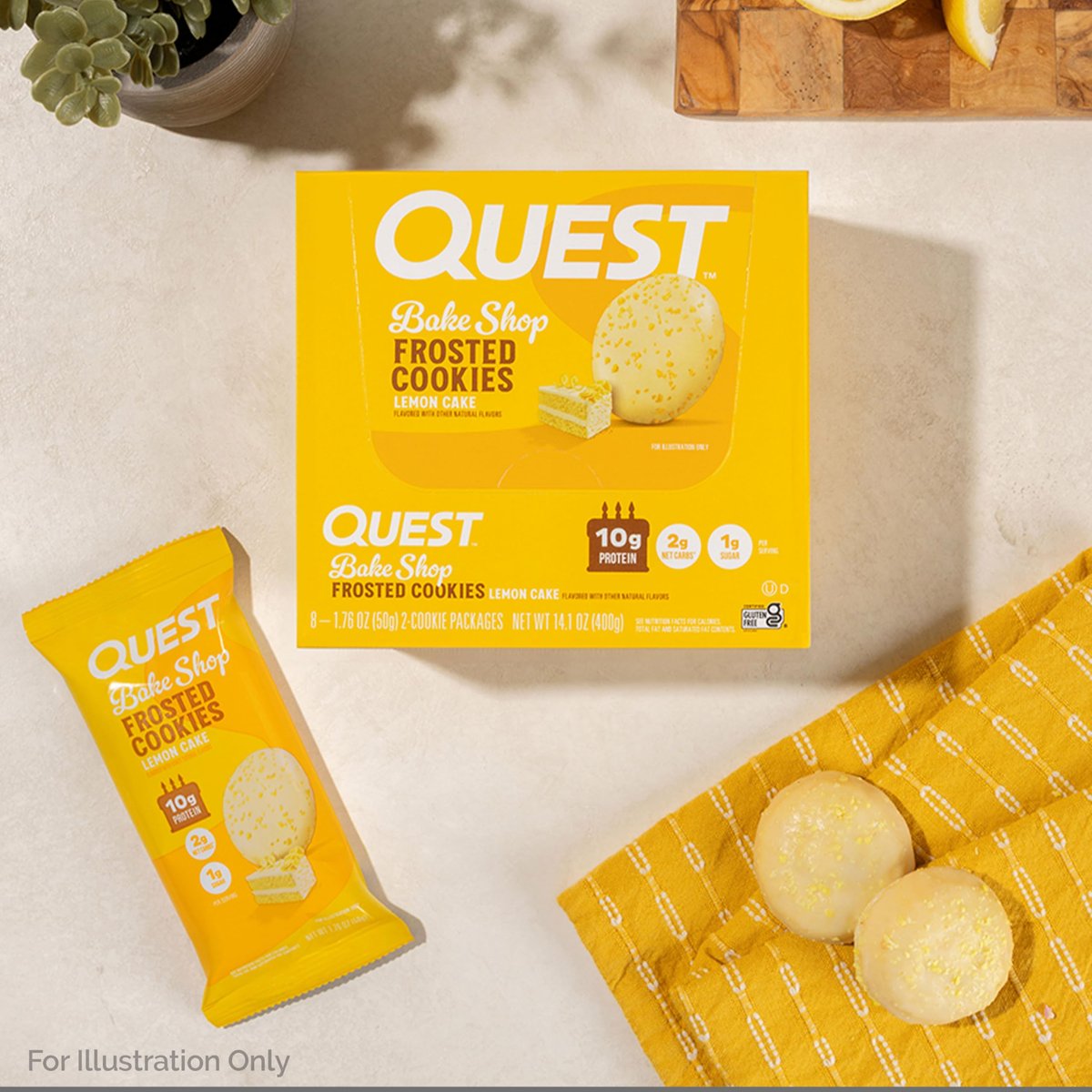 Quest Nutrition Frosted Protein Cookies Twin Pack, Lemon Cake, 1g Zucker, 10g Protein, 2g Netto-Kohlenhydrate, Glutenfrei, 16 Kekse