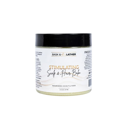 Bask & Lather Stimulierender Kopfhaut- und Haarbalsam für Haarwachstum – Mango & Sheabutter, nährendes Jojobaöl, Pfefferminz- & Rosmarinöl, Vitamin E – Kopfhautpflege, Haarpflege, Feuchtigkeit, Glanz & Stärke – 177 ml