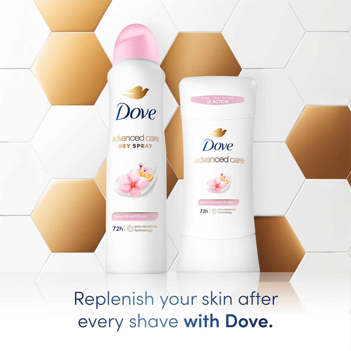Dove Advanced Care Antiperspirant Deodorant für Frauen Sakura Blüte & Yuzu 3er-Pack 72h Schweiß- und Geruchsschutz 2,6 oz