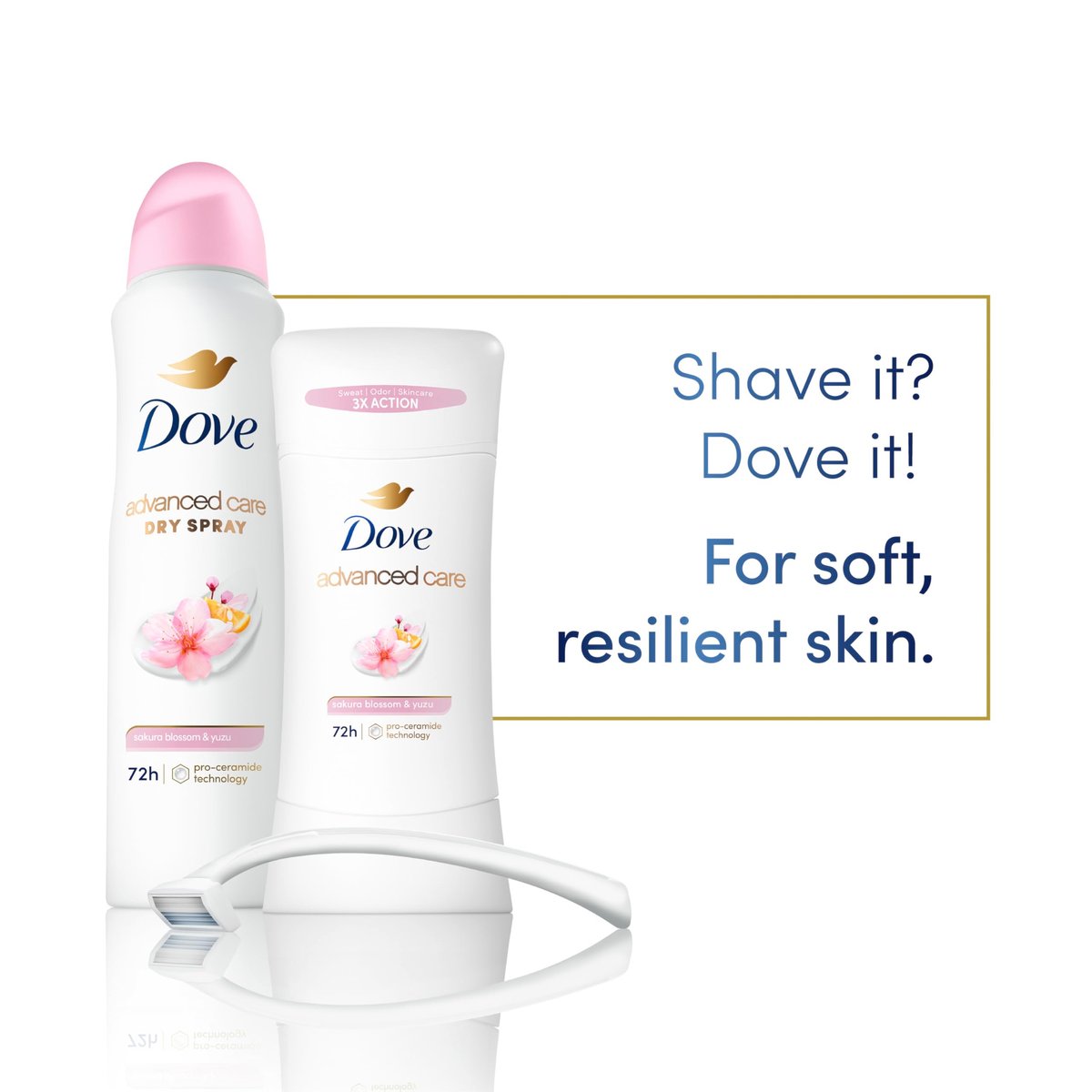 Dove Advanced Care Antiperspirant Deodorant für Frauen Sakura Blüte & Yuzu 3er-Pack 72h Schweiß- und Geruchsschutz 2,6 oz
