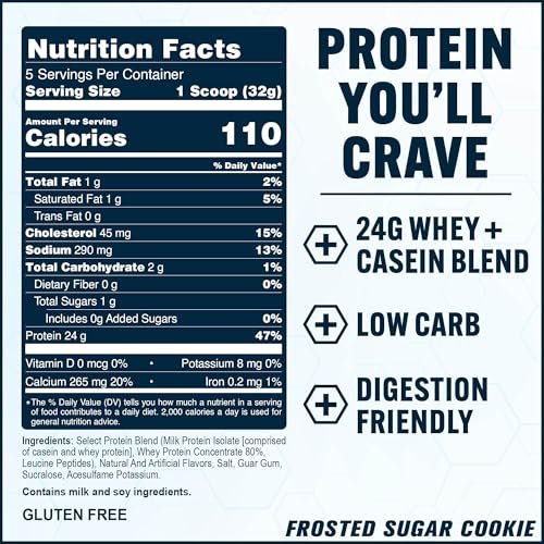 PEScience Select Protein Pulver – Molke- und Kasein-Mischung, fettarmes Proteinpulver für Frauen und Männer, kalorienarm, kohlenhydratarm, keto-freundlich, glutenfrei, Frosted Sugar Cookie – 5 Portionen