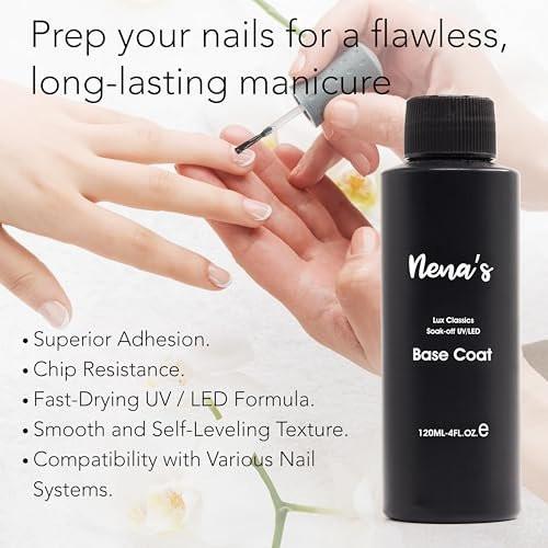 Nena's Professional Base Coat 120ml – UV/LED Nagelgel, schnell trocknend, transparent