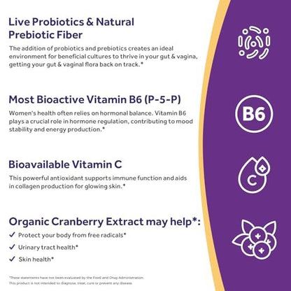 Doctor's Recipes Probiotika für Frauen, 100 Milliarden KBE, 18 probiotische Stämme, Präbiotika, Cranberry, P-5-P & Vitamin C, Vaginale, Verdauungs- & Immununterstützung, Haltbar, 30 vegane Kapseln